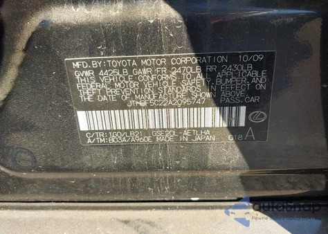 2010 Lexus Is 250 z USA, uszkodzony, nr VIN JTHBF5C22A2095747